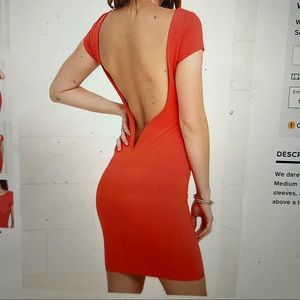 Coral Red Backless Bodycon Dress